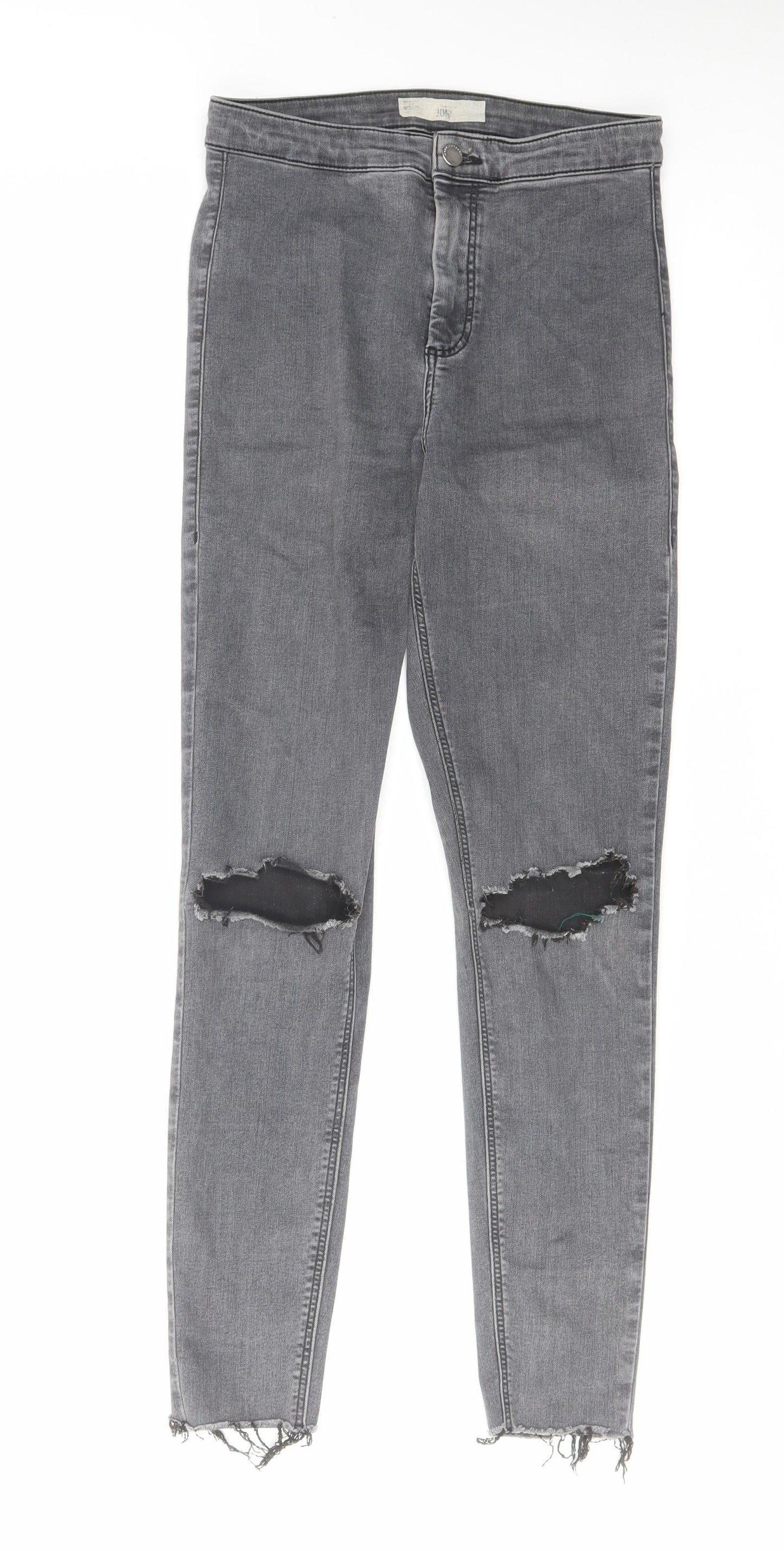 Topshop Womens Grey Cotton Skinny Jeans Size 30 in L32 in Regular Zip