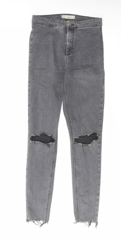 Topshop Womens Grey Cotton Skinny Jeans Size 30 in L32 in Regular Zip