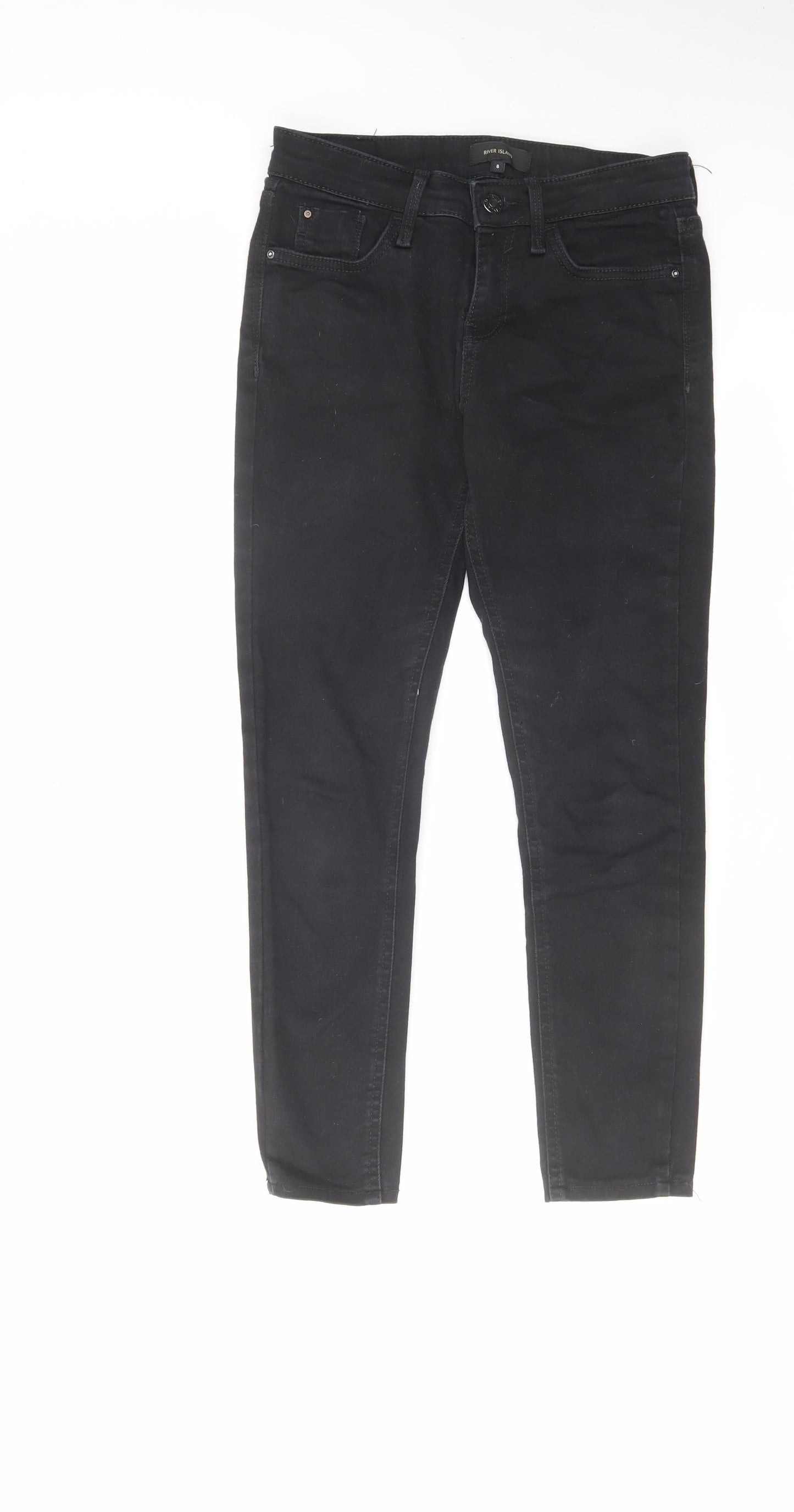 River Island Womens Black Cotton Skinny Jeans Size 8 L25 in Regular Zip