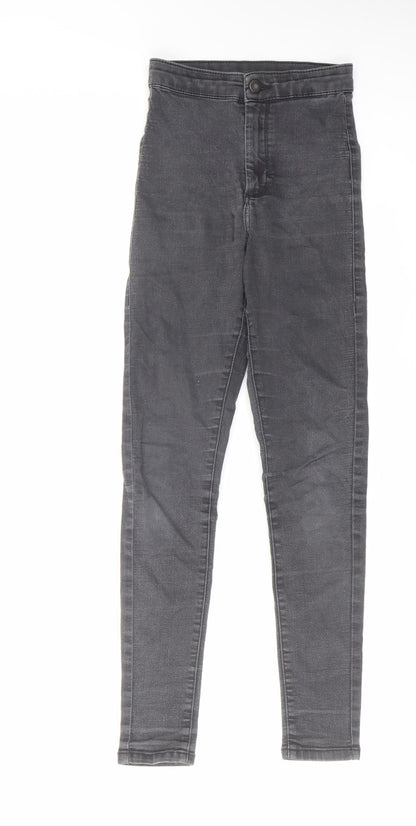 Topshop Womens Grey Cotton Skinny Jeans Size 25 in L30 in Regular Zip