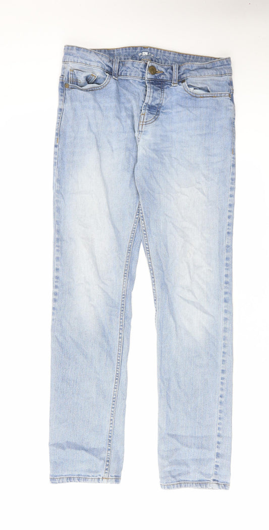 Denim & Co. Mens Blue Cotton Straight Jeans Size 30 in L32 in Regular Button