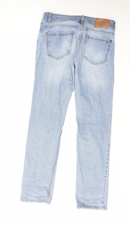 Denim & Co. Mens Blue Cotton Straight Jeans Size 30 in L32 in Regular Button