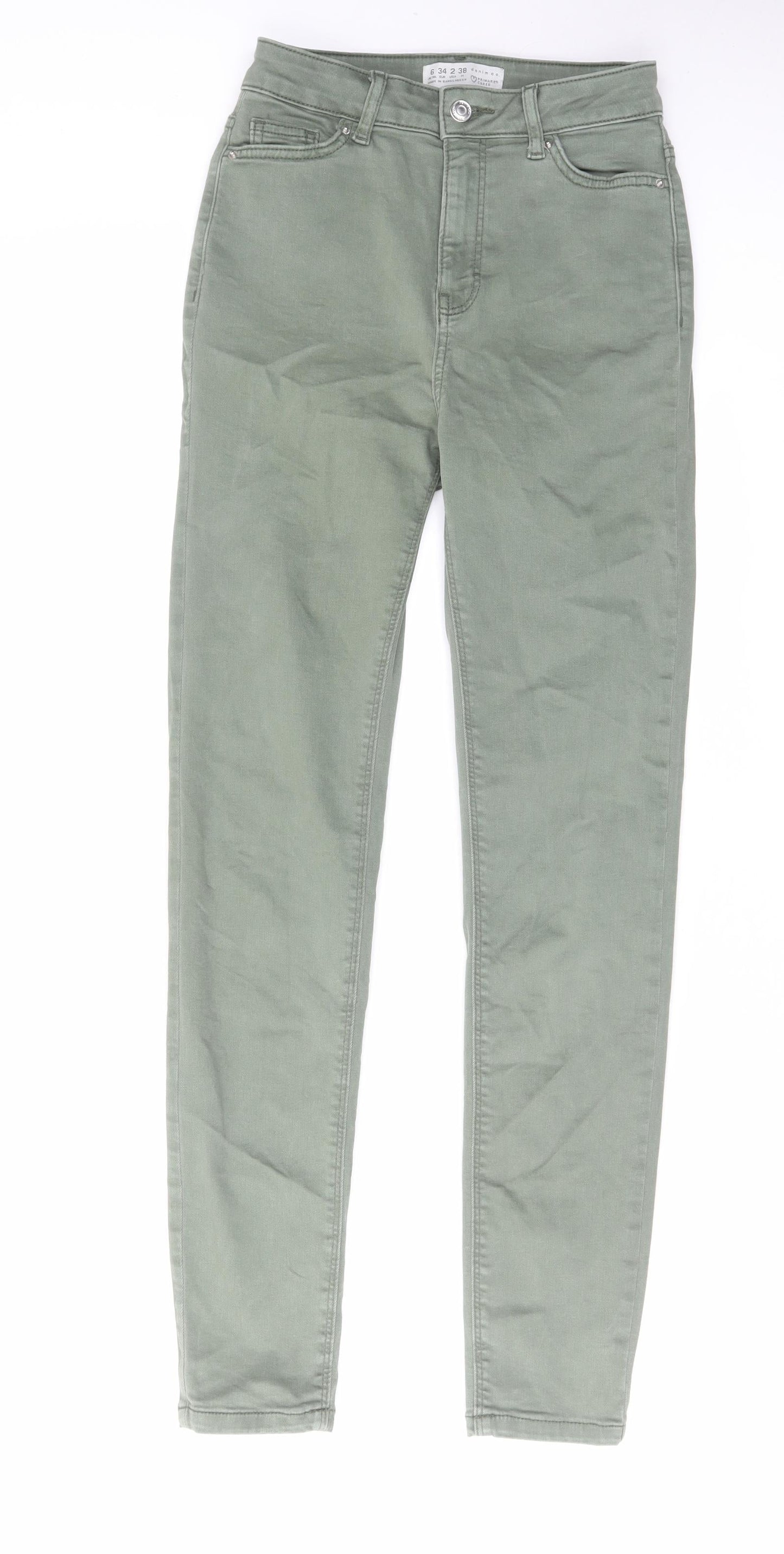 Denim & Co. Womens Green Cotton Skinny Jeans Size 6 L29 in Regular Zip