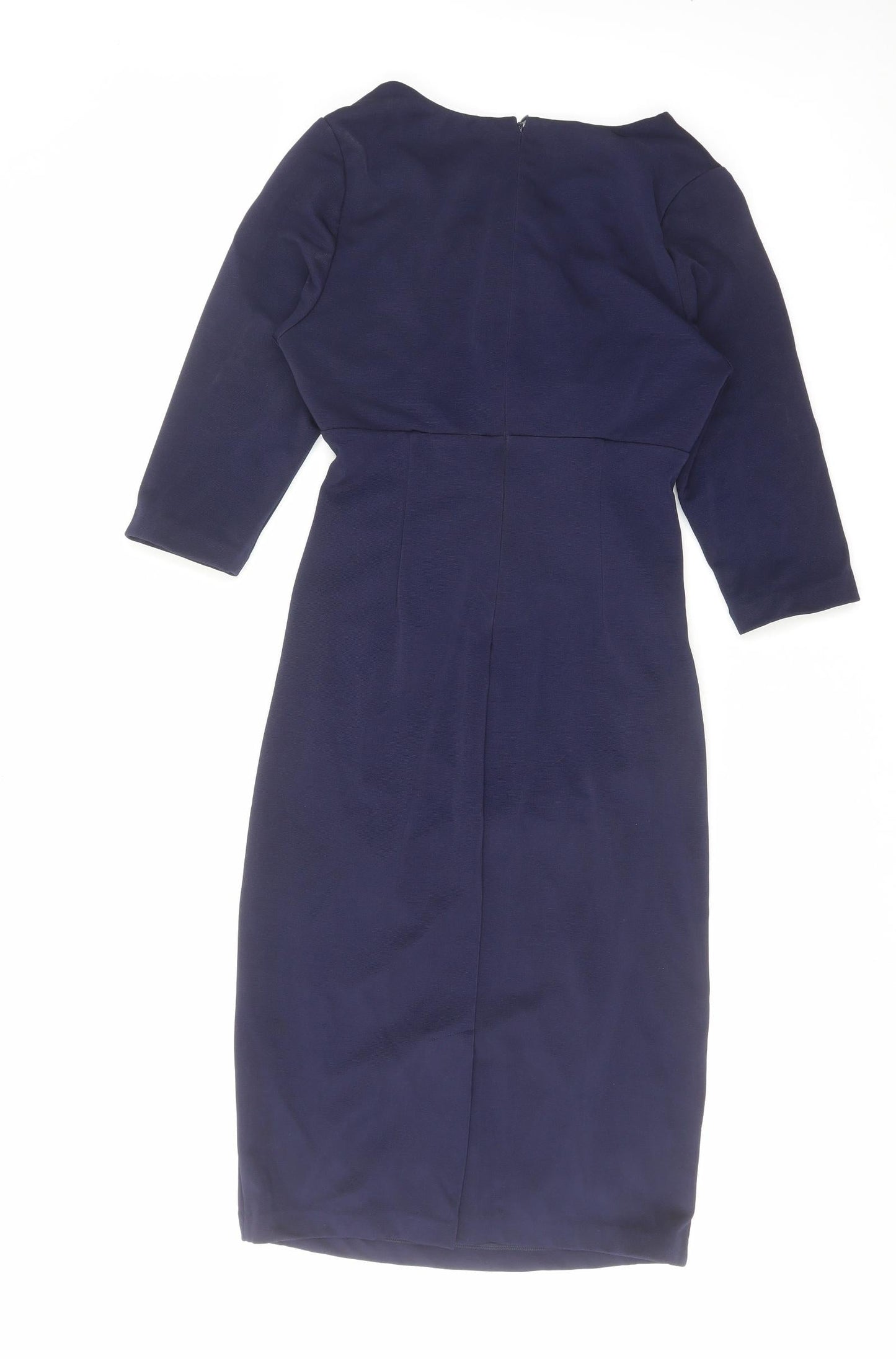 Kaleidoscope Womens Blue Polyester Shift Size 12 Square Neck Zip