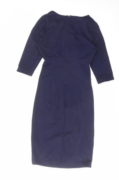 Kaleidoscope Womens Blue Polyester Shift Size 12 Square Neck Zip