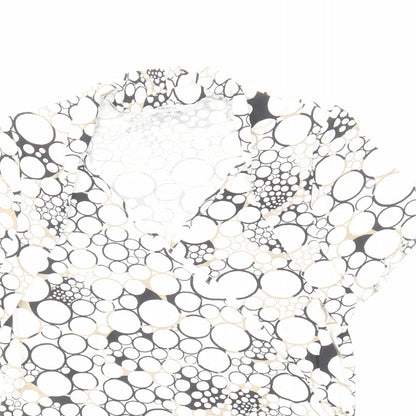 M&Co Womens White Geometric Cotton Basic Blouse Size 12 V-Neck