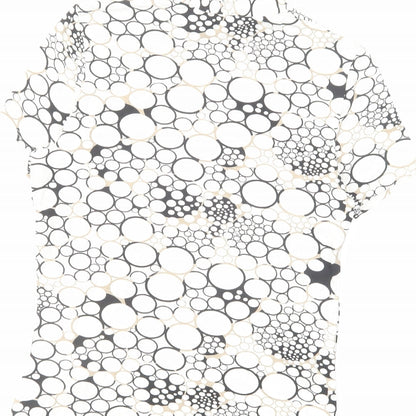 M&Co Womens White Geometric Cotton Basic Blouse Size 12 V-Neck