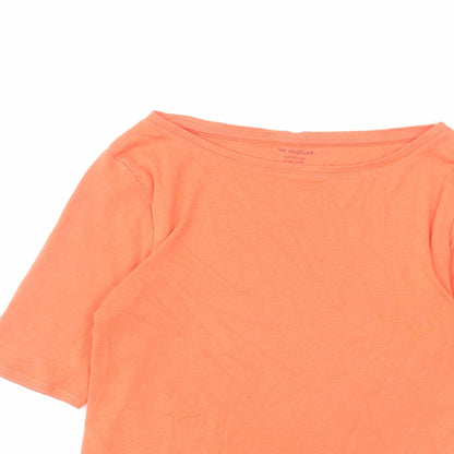Marks and Spencer Womens Orange Cotton Basic T-Shirt Size 8 Boat Neck