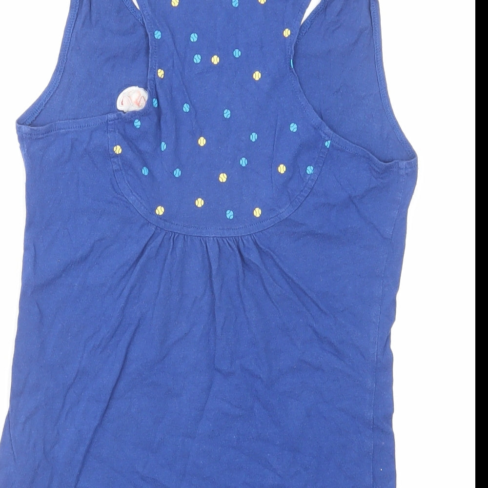 ellesse Womens Blue Cotton Basic Tank Size 10 Boat Neck