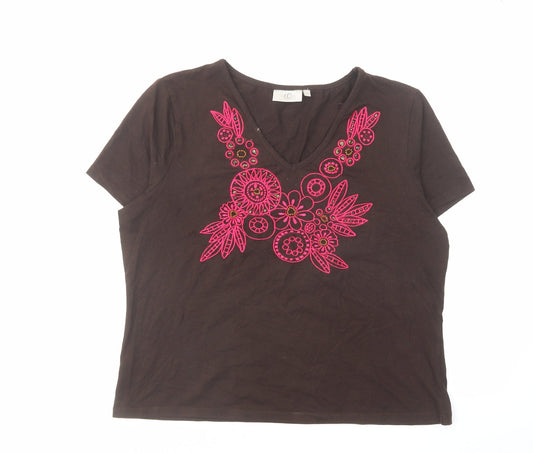 Womens UK Size L CC Brown Basic T-Shirt