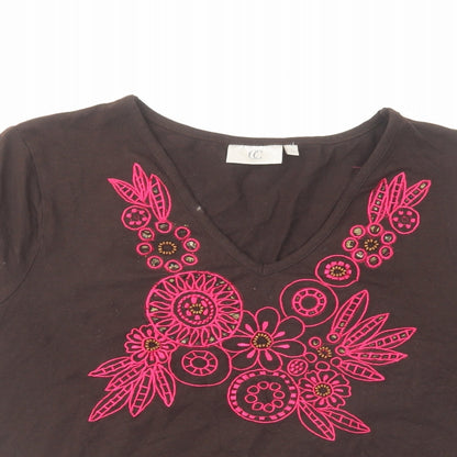 Womens UK Size L CC Brown Basic T-Shirt