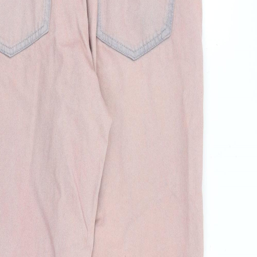 Pull&Bear Womens Pink Cotton Mom Jeans Size 12 L26.5 in Regular Zip