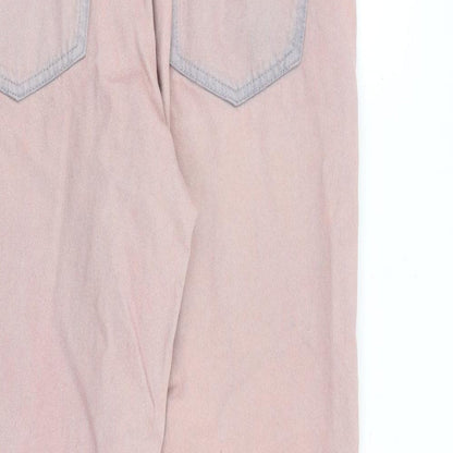 Pull&Bear Womens Pink Cotton Mom Jeans Size 12 L26.5 in Regular Zip