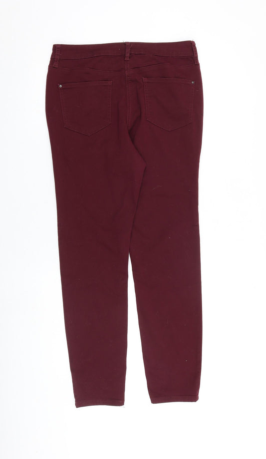 Debenhams Womens Red Cotton Skinny Jeans Size 12 L29 in Slim Zip