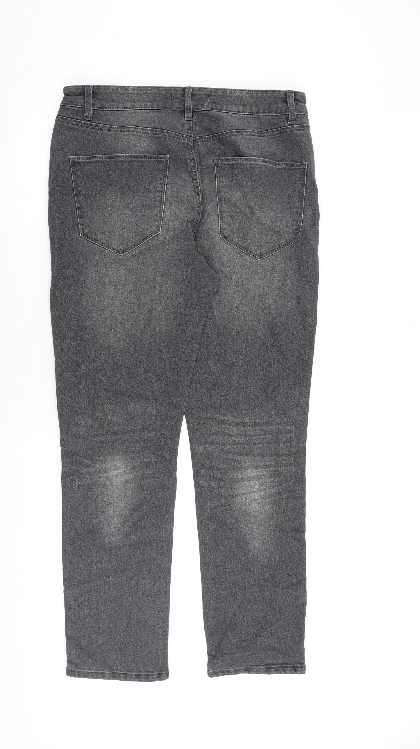 Everyday Mens Grey Cotton Straight Jeans Size 32 in L30 in Regular Zip