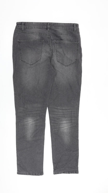 Everyday Mens Grey Cotton Straight Jeans Size 32 in L30 in Regular Zip