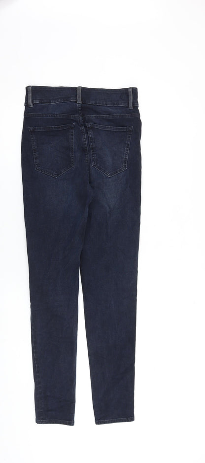 Marks and Spencer Womens Blue Cotton Skinny Jeans Size 8 L31 in Slim Zip