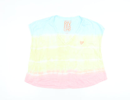 Womens UK Size 10 River Island Multicoloured Basic T-Shirt