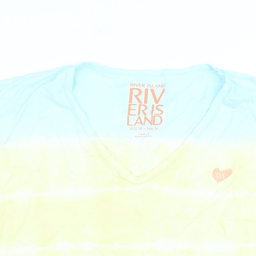 Womens UK Size 10 River Island Multicoloured Basic T-Shirt