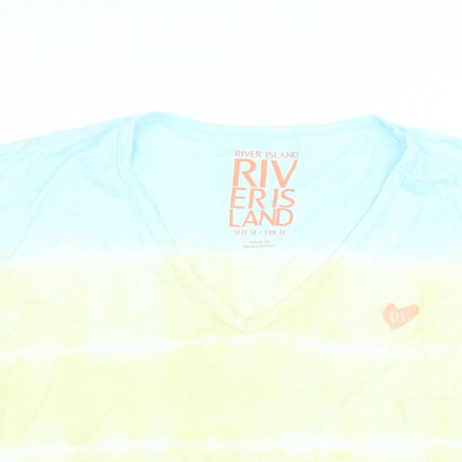 Womens UK Size 10 River Island Multicoloured Basic T-Shirt