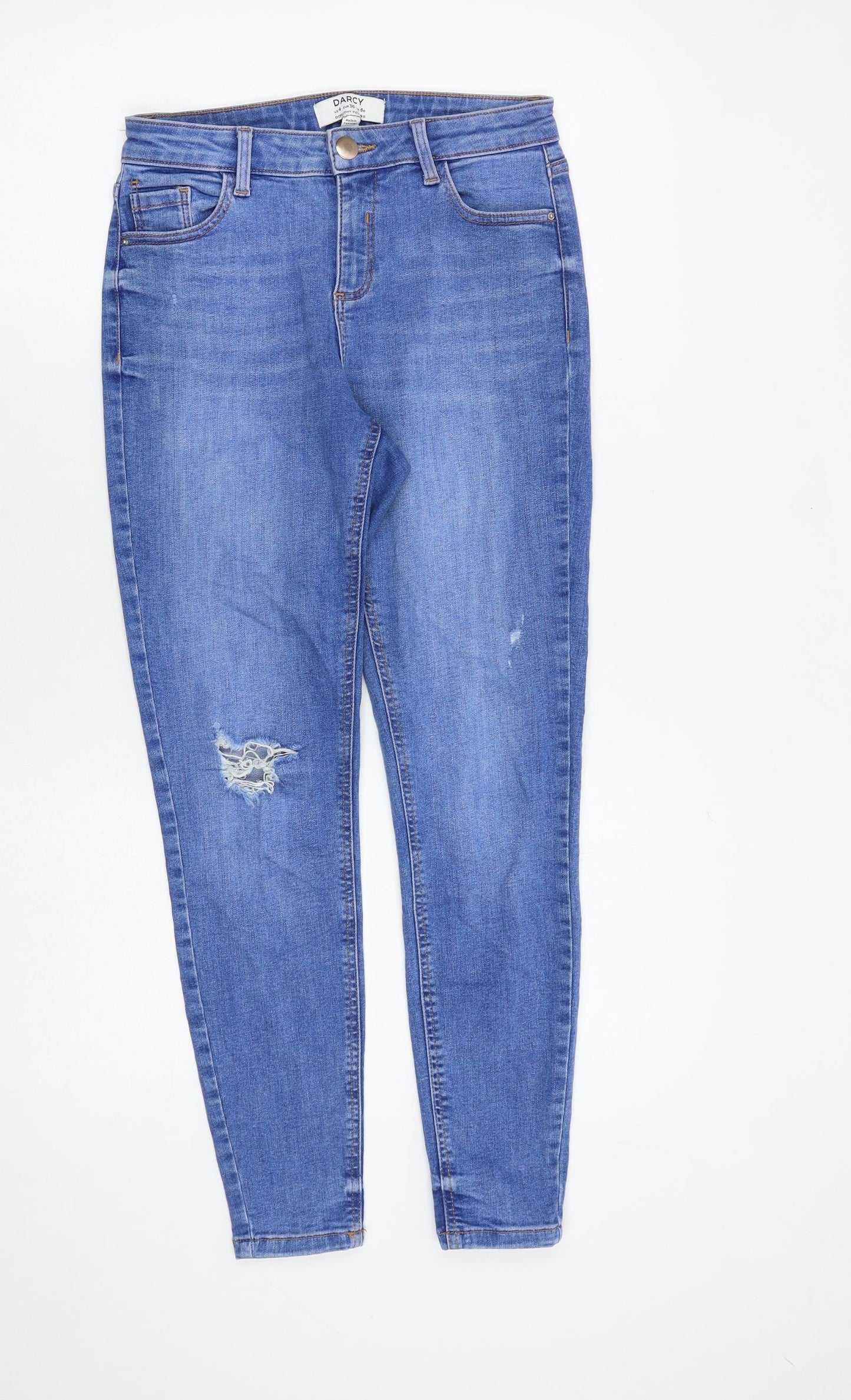 Dorothy Perkins Womens Blue Cotton Skinny Jeans Size 8 L27 in Slim Zip