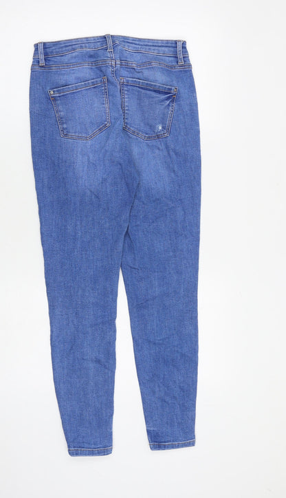 Dorothy Perkins Womens Blue Cotton Skinny Jeans Size 8 L27 in Slim Zip