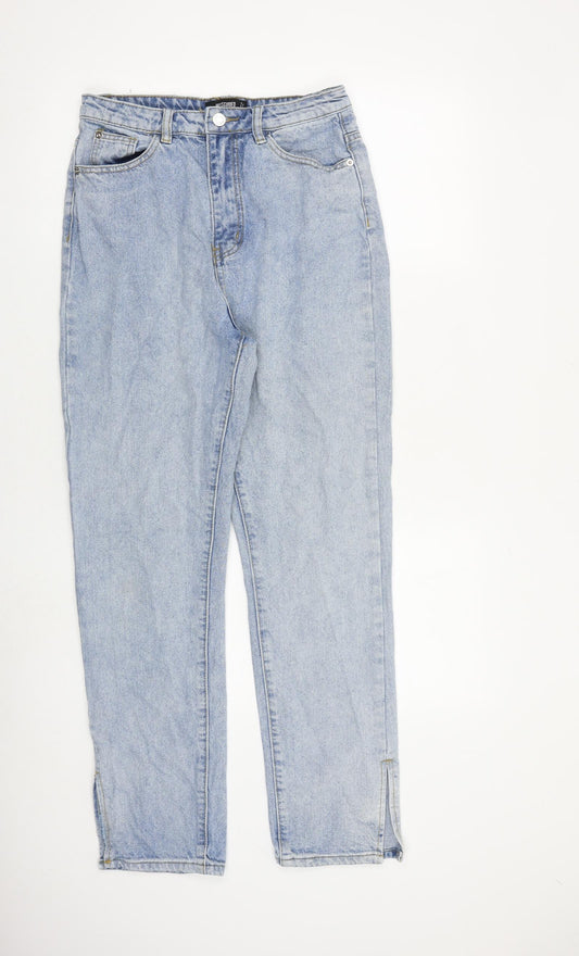 Missguided Womens Blue Cotton Straight Jeans Size 8 L29 in Regular Zip