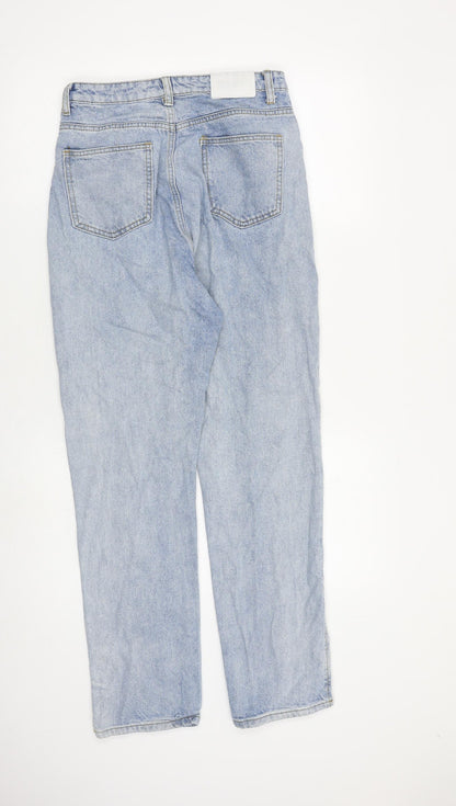 Missguided Womens Blue Cotton Straight Jeans Size 8 L29 in Regular Zip