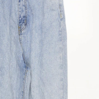 Missguided Womens Blue Cotton Straight Jeans Size 8 L29 in Regular Zip
