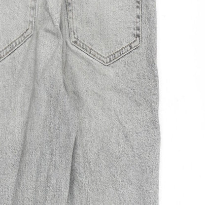 Topshop Womens Grey Cotton Straight Jeans Size 28 in L30 in Regular Zip - Raw Hem