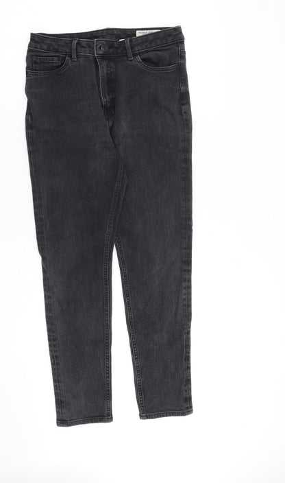 Marks and Spencer Womens Grey Cotton Skinny Jeans Size 12 L27 in Regular Zip