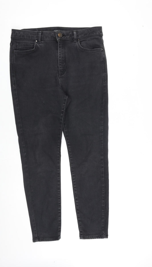 Autograph Womens Grey Cotton Skinny Jeans Size 14 L27 in Regular Zip