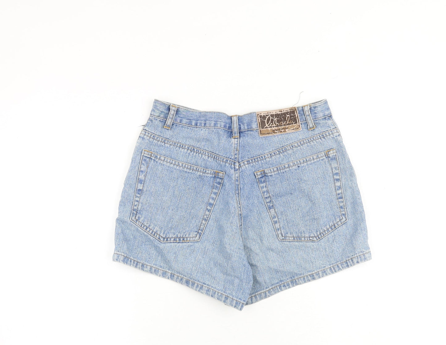 Labrada Womens Blue 100% Cotton Mom Shorts Size 10 L3 in Regular Zip