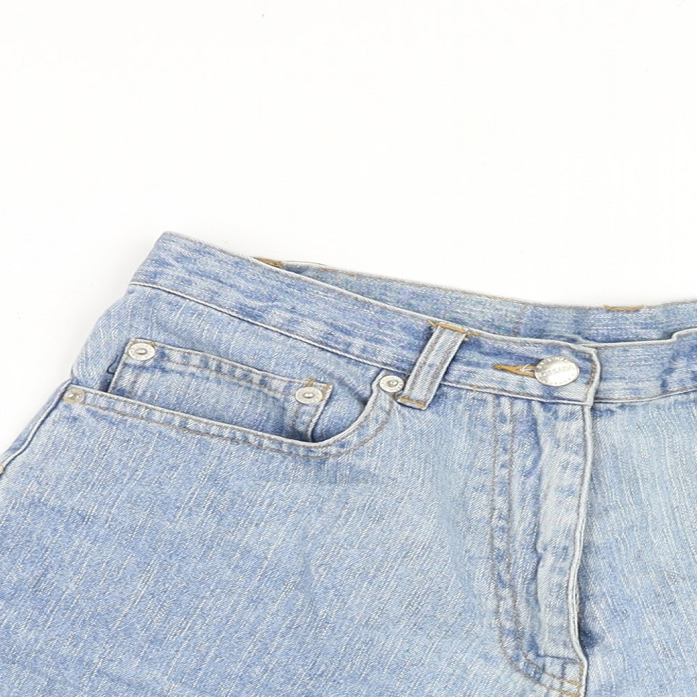Labrada Womens Blue 100% Cotton Mom Shorts Size 10 L3 in Regular Zip