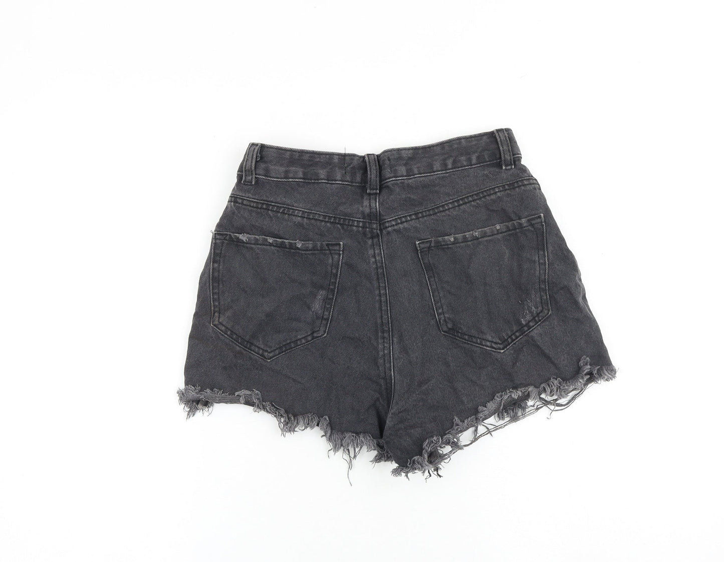 Denim & Co. Womens Grey 100% Cotton Cut-Off Shorts Size 10 L3 in Regular Zip