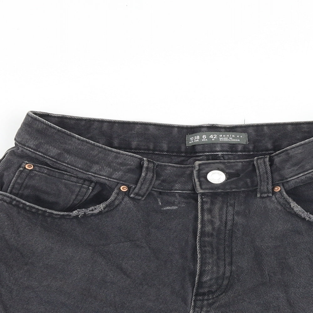 Denim & Co. Womens Grey 100% Cotton Cut-Off Shorts Size 10 L3 in Regular Zip