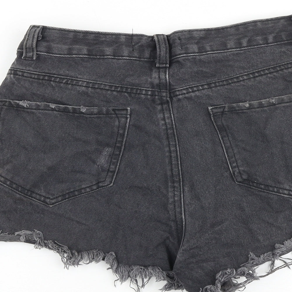 Denim & Co. Womens Grey 100% Cotton Cut-Off Shorts Size 10 L3 in Regular Zip