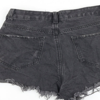 Denim & Co. Womens Grey 100% Cotton Cut-Off Shorts Size 10 L3 in Regular Zip