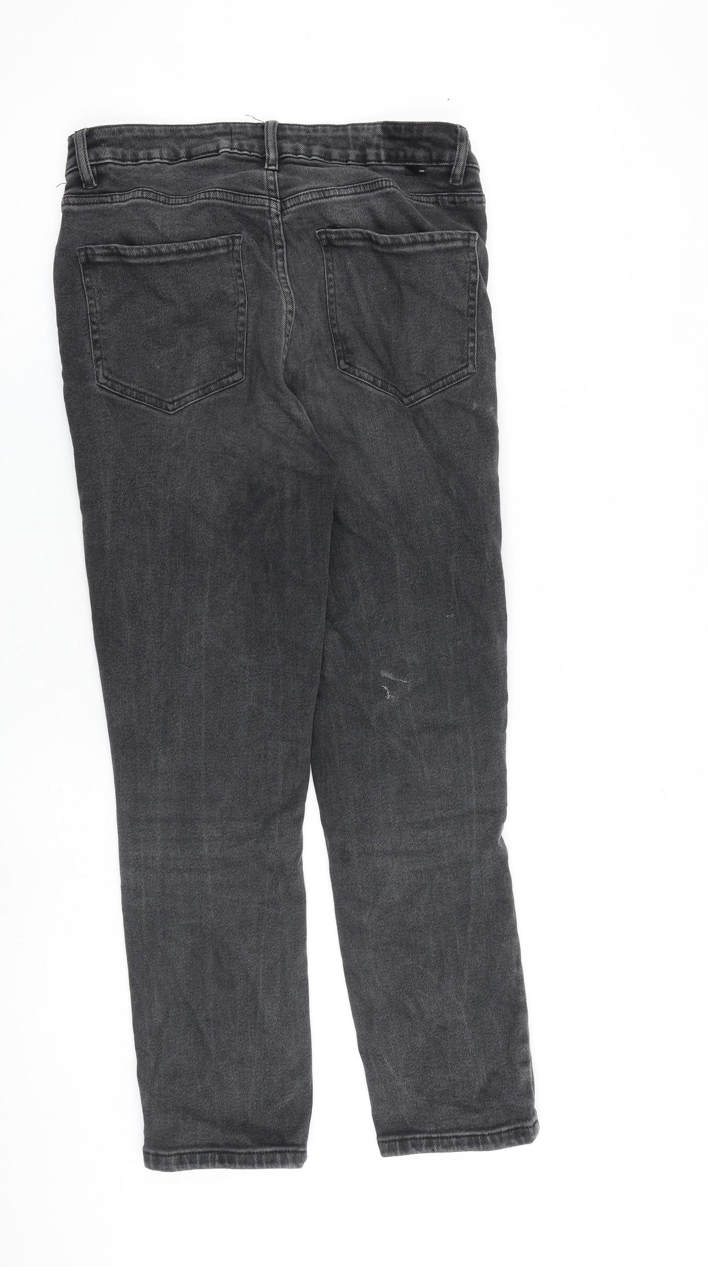 NEXT Womens Grey Cotton Straight Jeans Size 10 L26 in Slim Zip