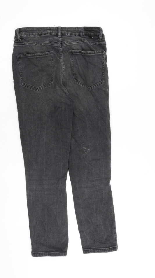 NEXT Womens Grey Cotton Straight Jeans Size 10 L26 in Slim Zip