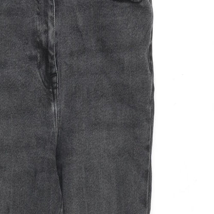 NEXT Womens Grey Cotton Straight Jeans Size 10 L26 in Slim Zip