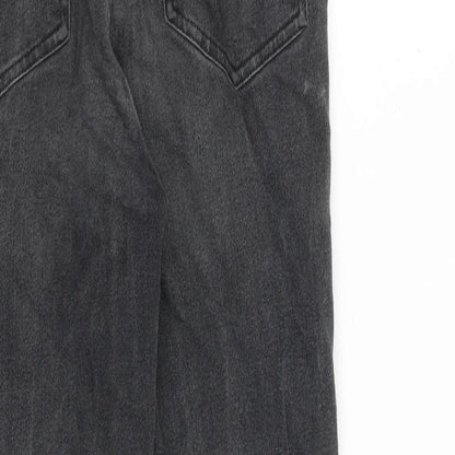 NEXT Womens Grey Cotton Straight Jeans Size 10 L26 in Slim Zip