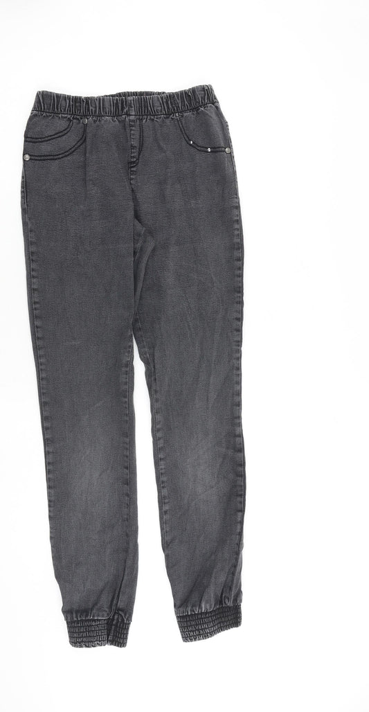 Denim & Co. Womens Grey Cotton Tapered Jeans Size 12 L29 in Regular