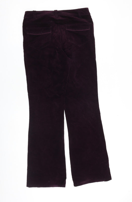 Monsoon Womens Purple Cotton Trousers Size 28 in L31 in Regular Zip