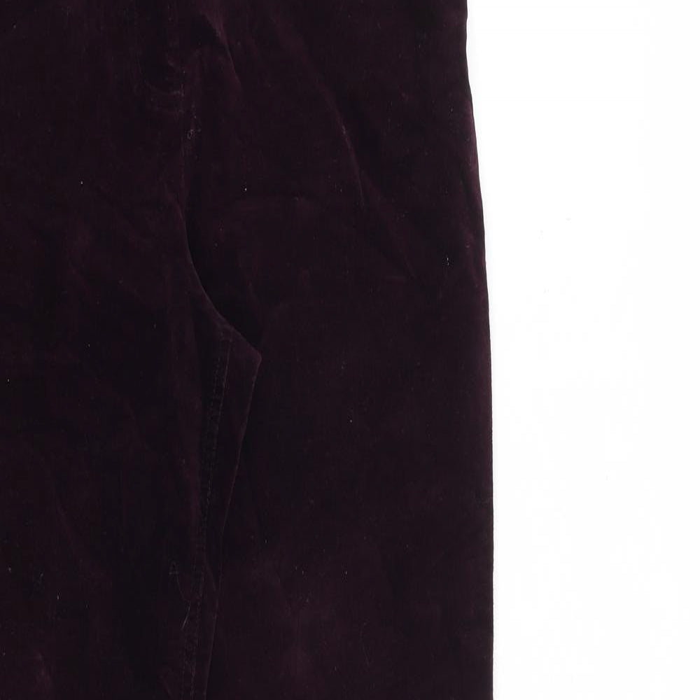 Monsoon Womens Purple Cotton Trousers Size 28 in L31 in Regular Zip