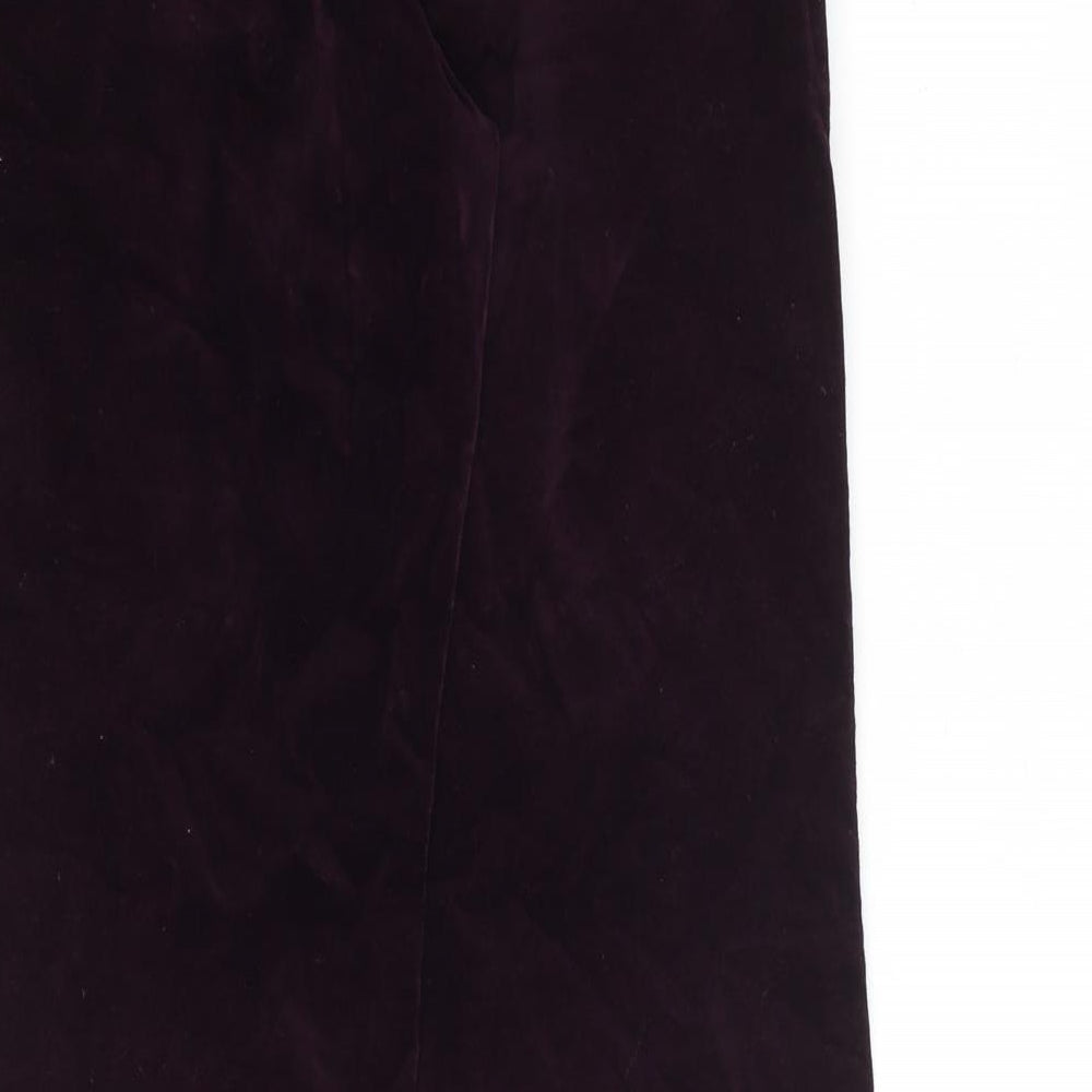 Monsoon Womens Purple Cotton Trousers Size 28 in L31 in Regular Zip