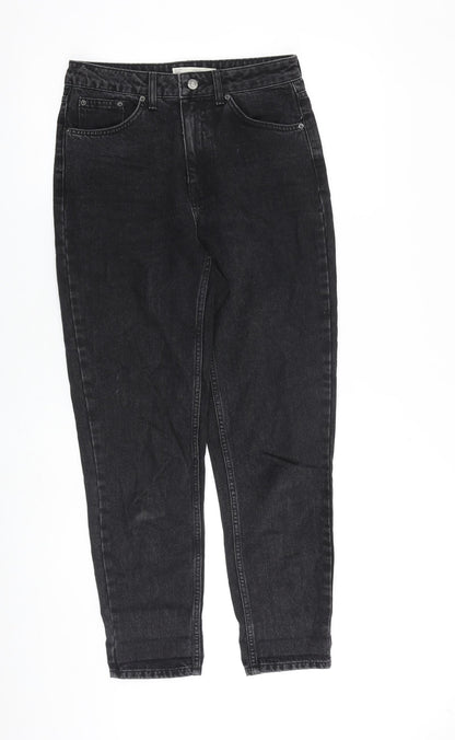 Topshop Womens Black Cotton Tapered Jeans Size 28 in L32 in Regular Zip