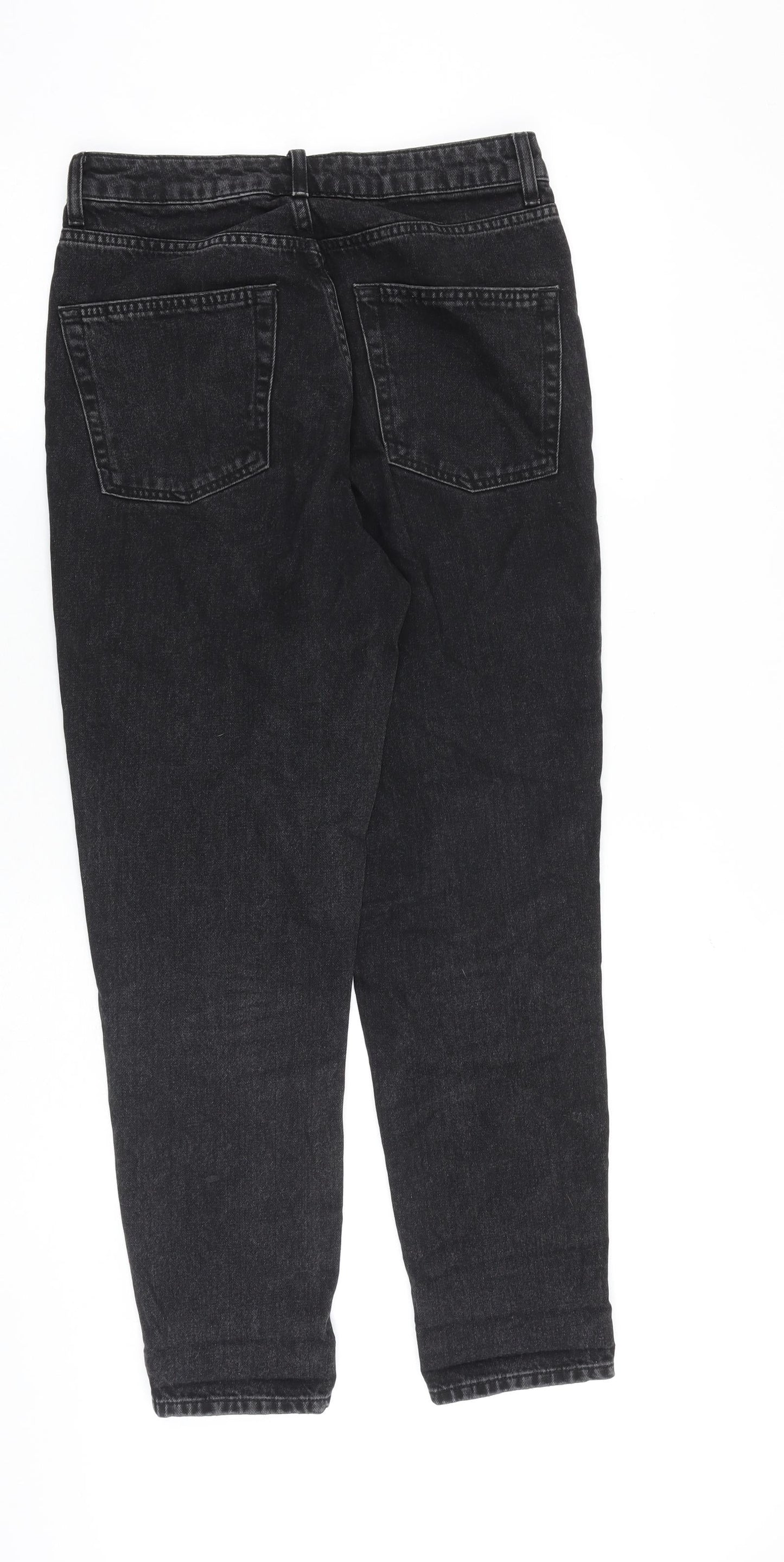 Topshop Womens Black Cotton Tapered Jeans Size 28 in L32 in Regular Zip