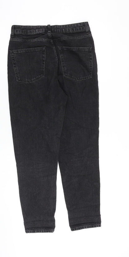 Topshop Womens Black Cotton Tapered Jeans Size 28 in L32 in Regular Zip