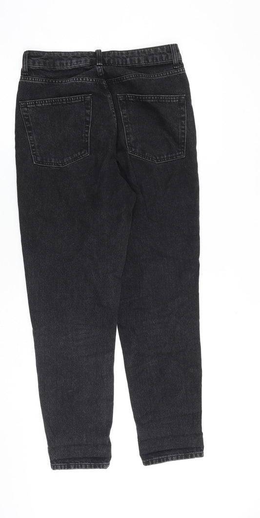 Topshop Womens Black Cotton Tapered Jeans Size 28 in L32 in Regular Zip